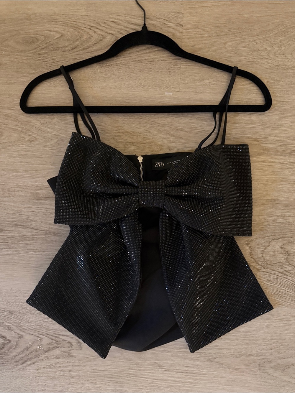 Zara Black Sparky Bow Top